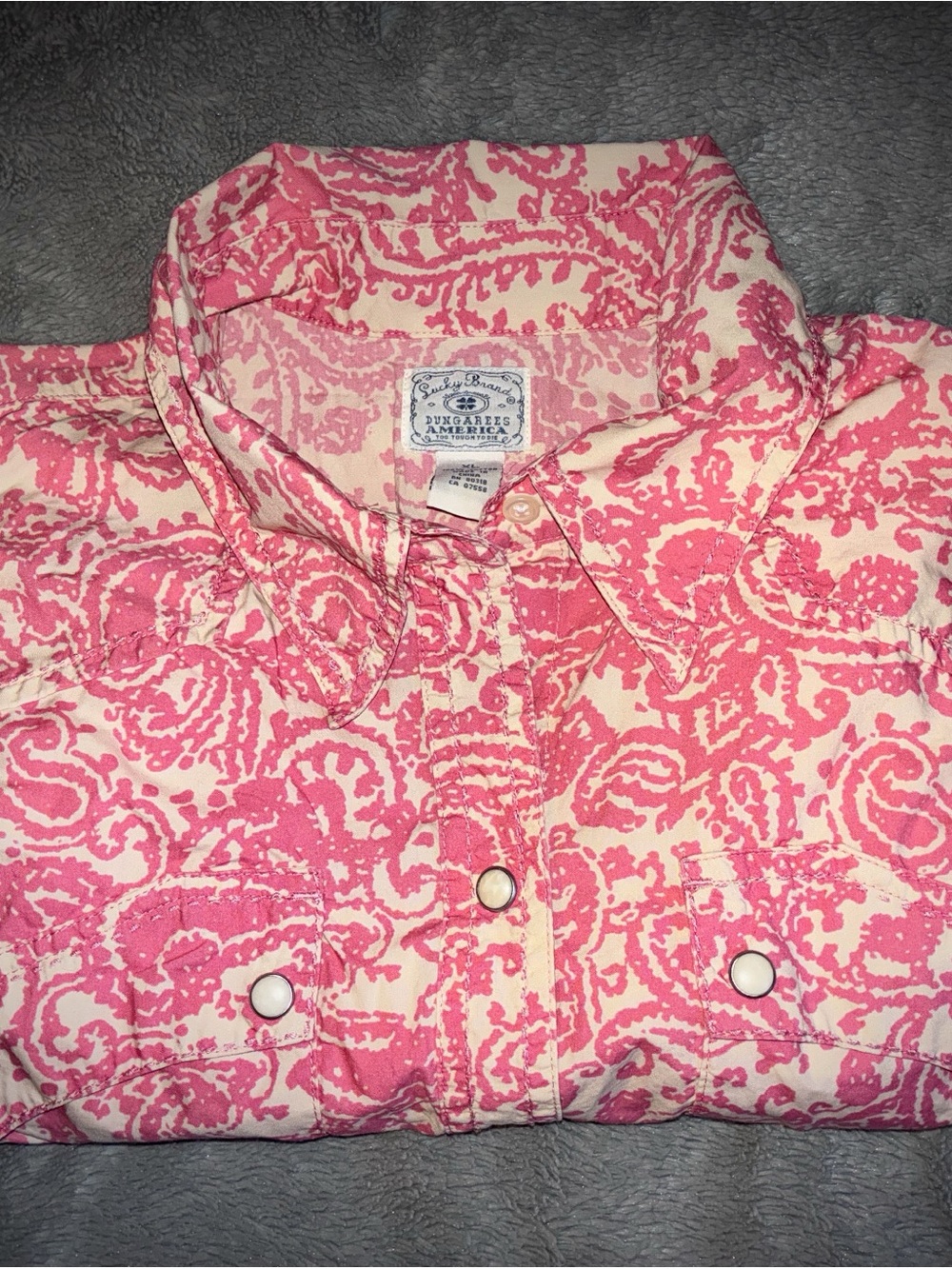 Lucky Brand Pink Paisley Snap-Front Shirt